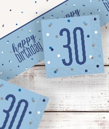 Blue Glitz 30th Birthday Party Supplies | Balloon | Decoration | Pack
